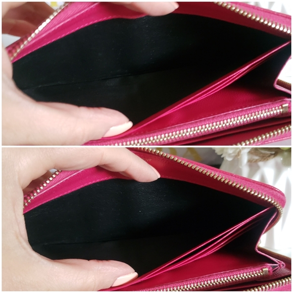 Authentic Pre-owned Yves Saint Laurent Grain De Poudre Zip Around Chevron Wallet - Picture 7 of 14